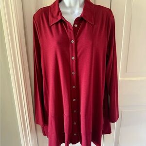 Soft surroundings, wine button up EUC